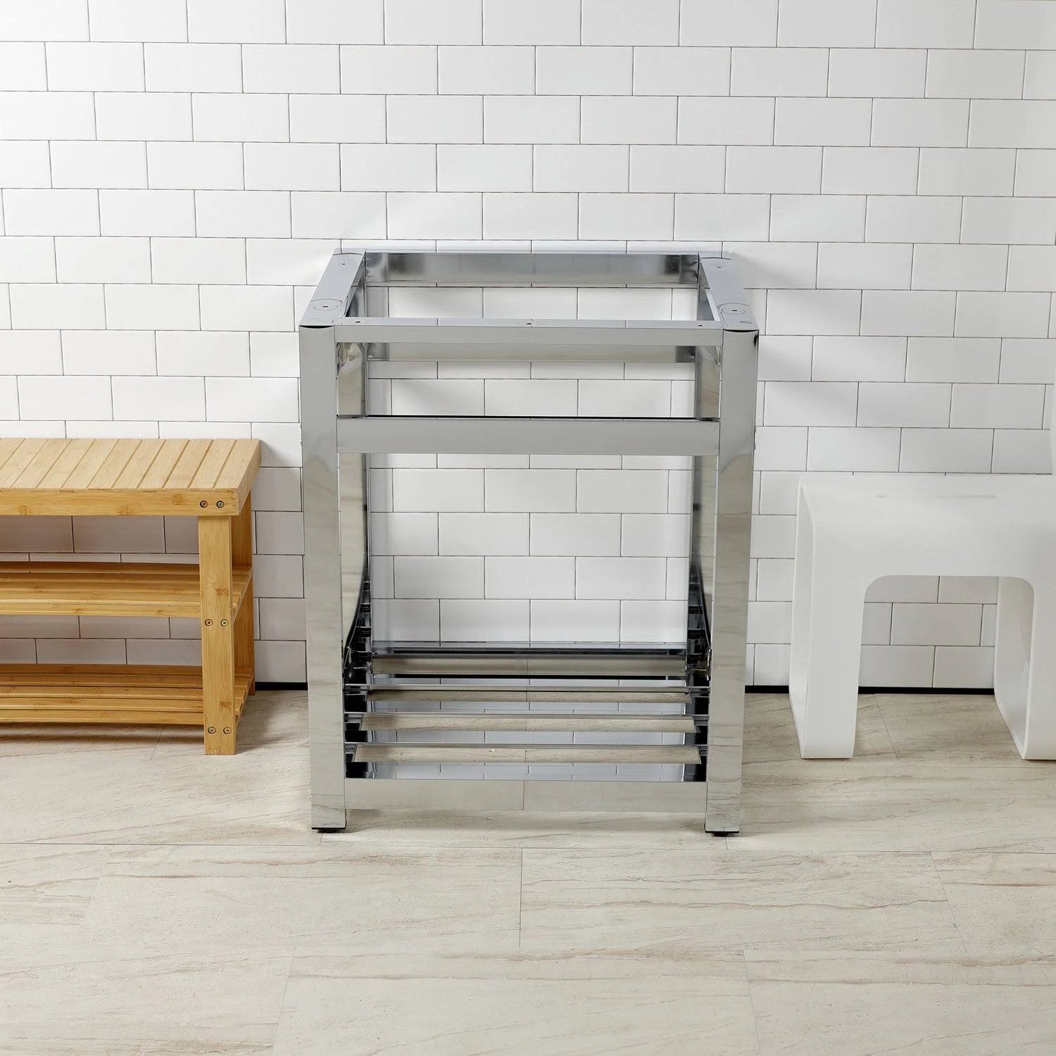 Zalorin VSP2522A1 Fauceture 25-Inch x 22-Inch Steel Console Sink Base, Polished Chrome