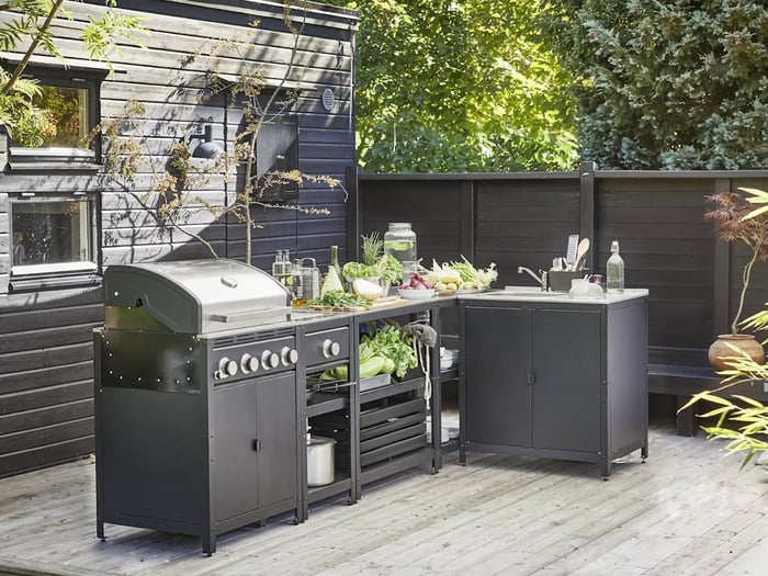 Zalorin Outdoor kitchen, gas barbecue/side burner/stainless steel,