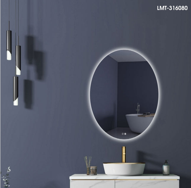 Zalorin Wall-mounted smart LED oval bathroom mirror with aluminum alloy frame
