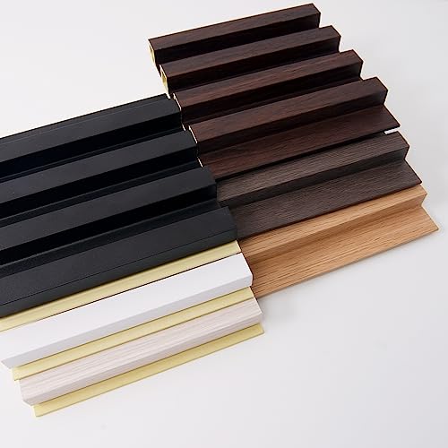 Zalorin Slat Wall Panel for Modern Decor, WPC Acoustic Diffuser Panel, Samples 6-Pack 6 x 6in.