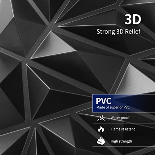 Zalorin 33 Pack 3D Wall Panel for Interior Wall Décor, PVC Textured Wall Panels, 3D Wallpaper Modern Wall Tiles, Black