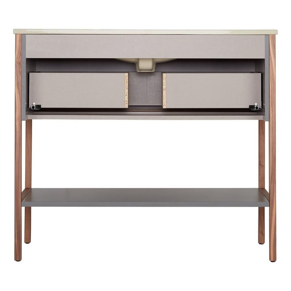 40" Zalorin Console Vanity and Sink - Muted Gray with Warm Oak Frame