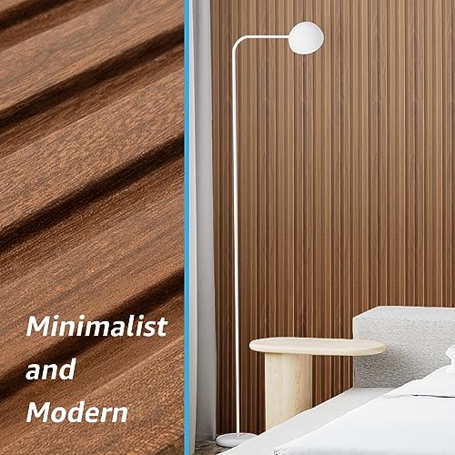 ZalorinSlat Wall Panels, WPC Soundproof 3D Wall Paneling for Interior Wall Decor, TV Background, 8-Pack 96 x 6 in. Teak