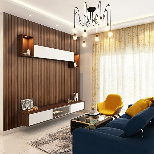 ZalorinSlat Wall Panels, WPC Soundproof 3D Wall Paneling for Interior Wall Decor, TV Background, 8-Pack 96 x 6 in. Teak