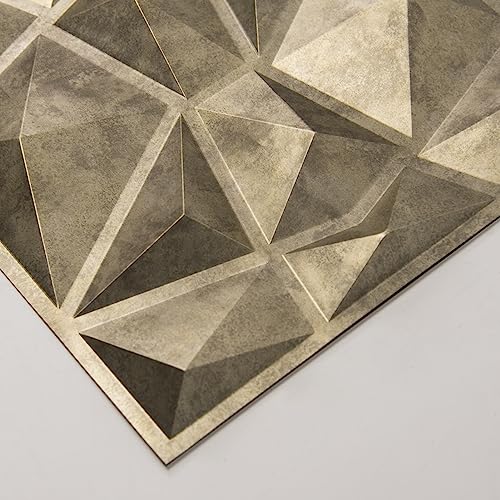 Zalorin Decorative 3D Wall Panels in Diamond Design, 12"x12" Antique Gold (33 Pack)