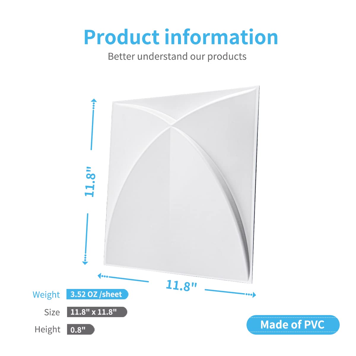 Zalorin Decorative Windmil Design PVC 3D Wall Panels for Interior Wall Decor in Living Room, Bedroom in White, Pack of 33 Tiles, 32Sq.Ft