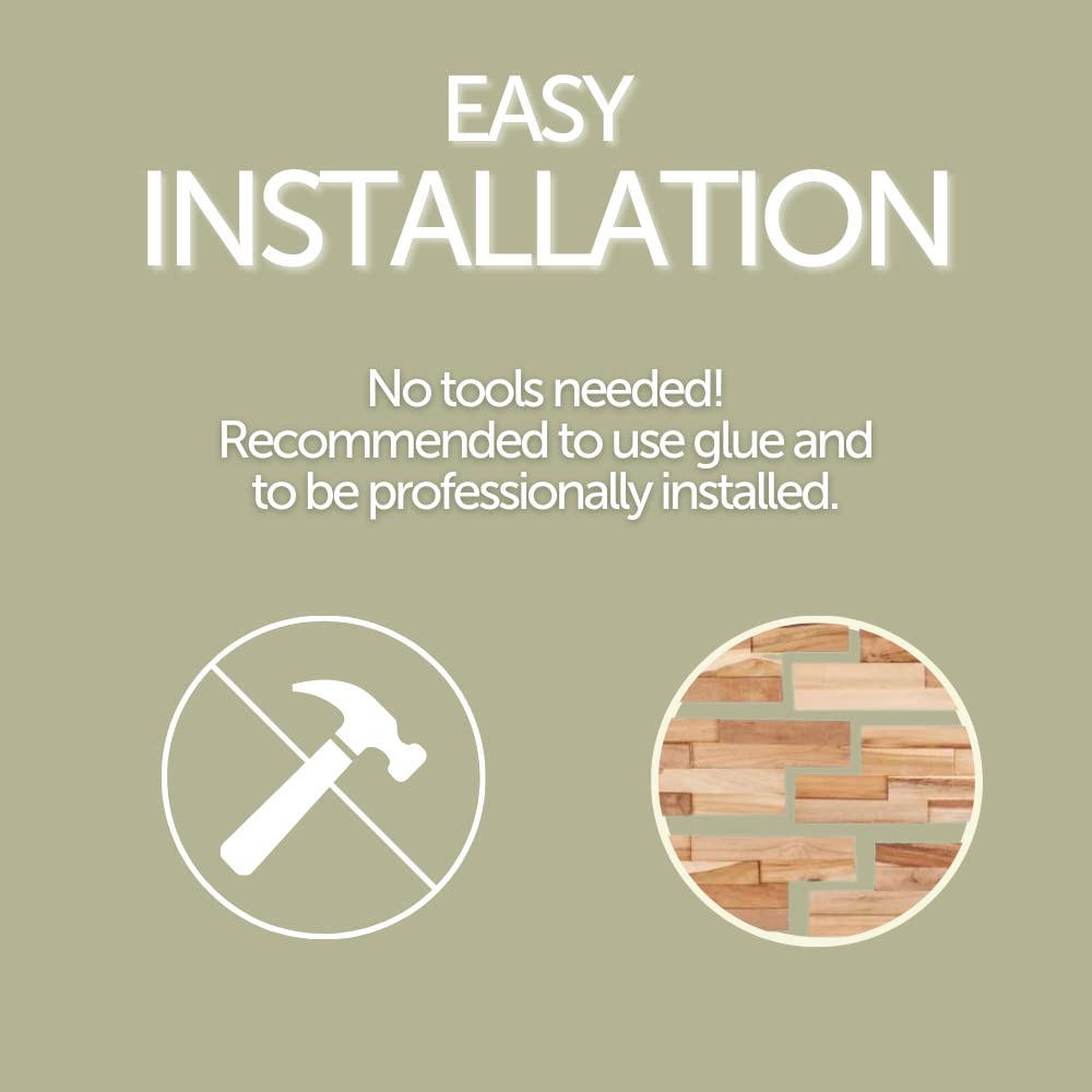 Zalorin 3D Wall Panels - Recycled Eood Decor Planks for Kitchen, Living Room, Bedroom, Office, Bathroom - 11 Pieces (Natural Finish)