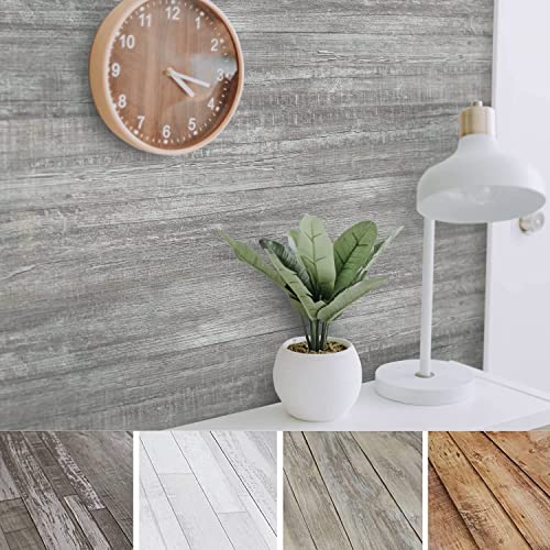 ZalorinUrban Decor Vinyl Wall Panels with Vintage Farmhouse Wood Pattern, Easy Peel and Stick self Adhesive Tiles for Kitchen Island Bedroom Doorways Backsplash Planks (Light Grey)