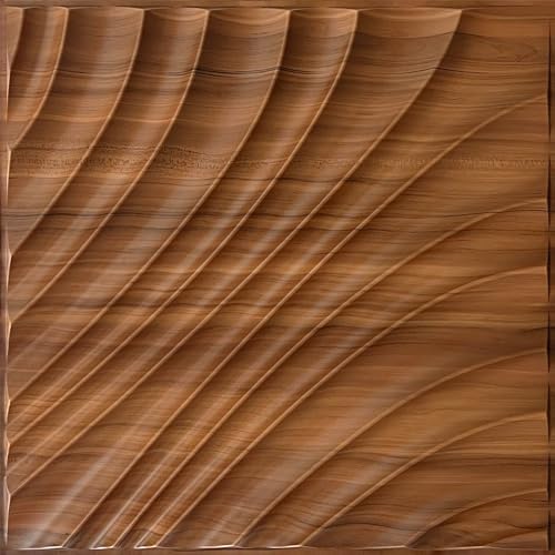 Zalorin3D Wall Panels, Brown Wood Grain Wall Panels for Interior Wall Decor, Plastic Faux Wood Panels for Wall, 19.7''x19.7'' PVC Accent Wall Panels for Living Room, Bedroom, Office