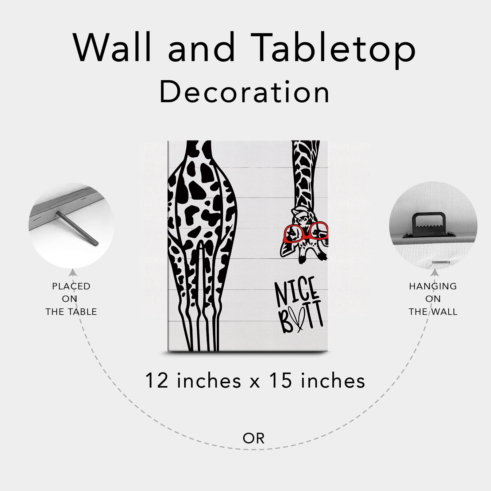 Zalorin Bathroom Canvas Print Decor Bathroom Quote Giraffe Wall Painting Posters Artwork 12”X15” Perfect Home Office Decoration (Framed)