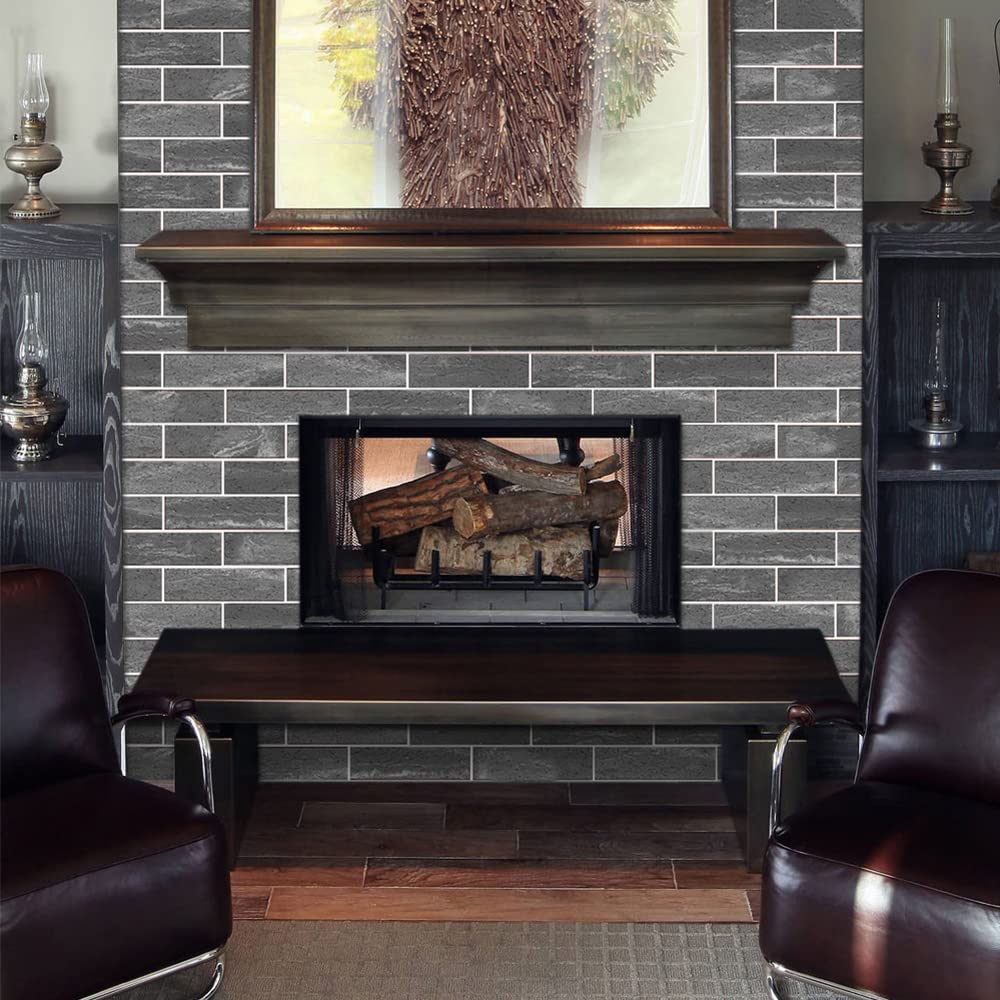 ZalorinTORURAL 100 Grey Faux Brick Wall Tiles, 3D Thin Brick Veneers for Bedroom, Bathroom, Kitchen, Fireplace and Fence Wall Panels (14.2 sq.ft)