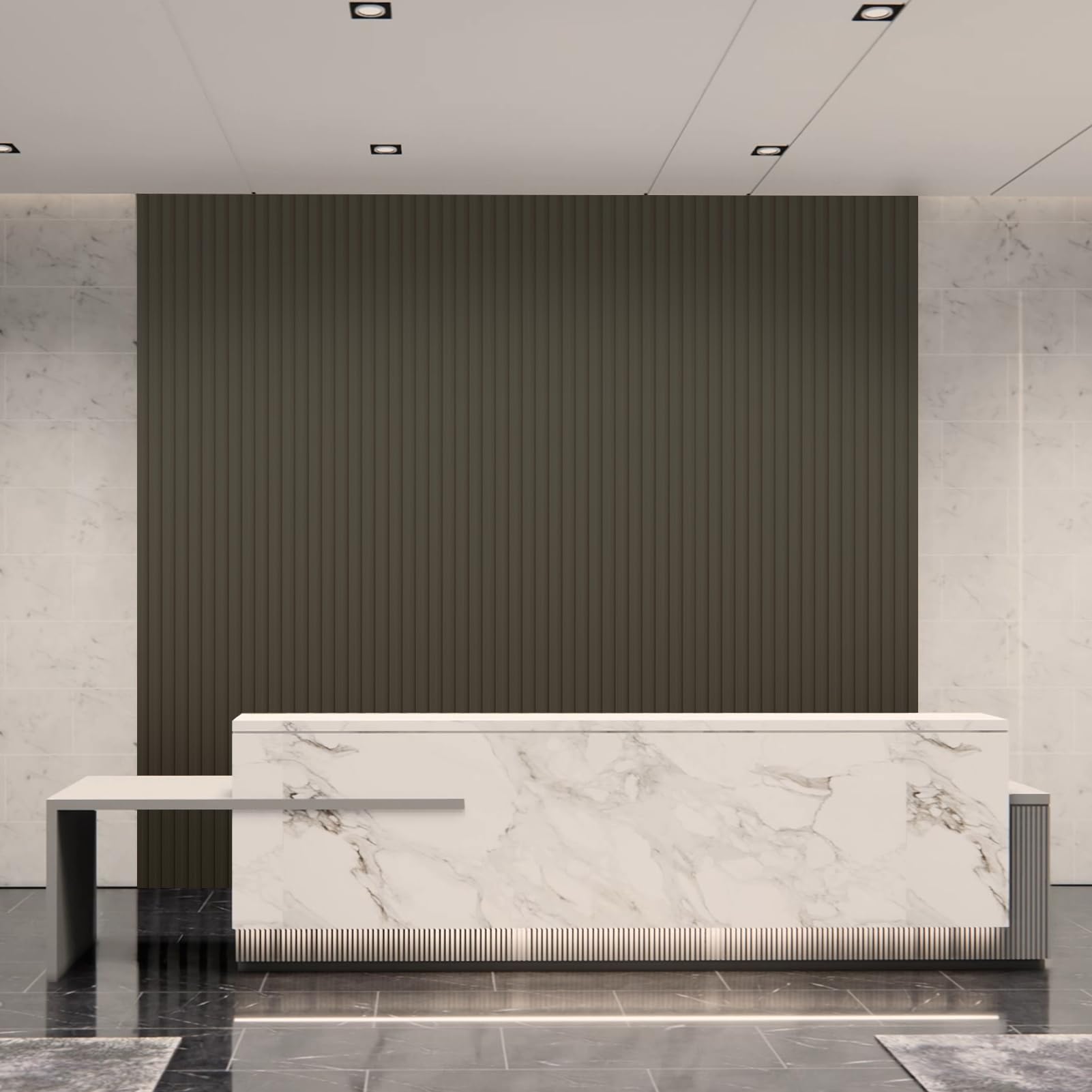 Zalorin 8-Pack 96 x 6in. WPC Acoustic Slat Wall Panel for Modern Interior Decor, TV Background, Living Room, Grey Oak