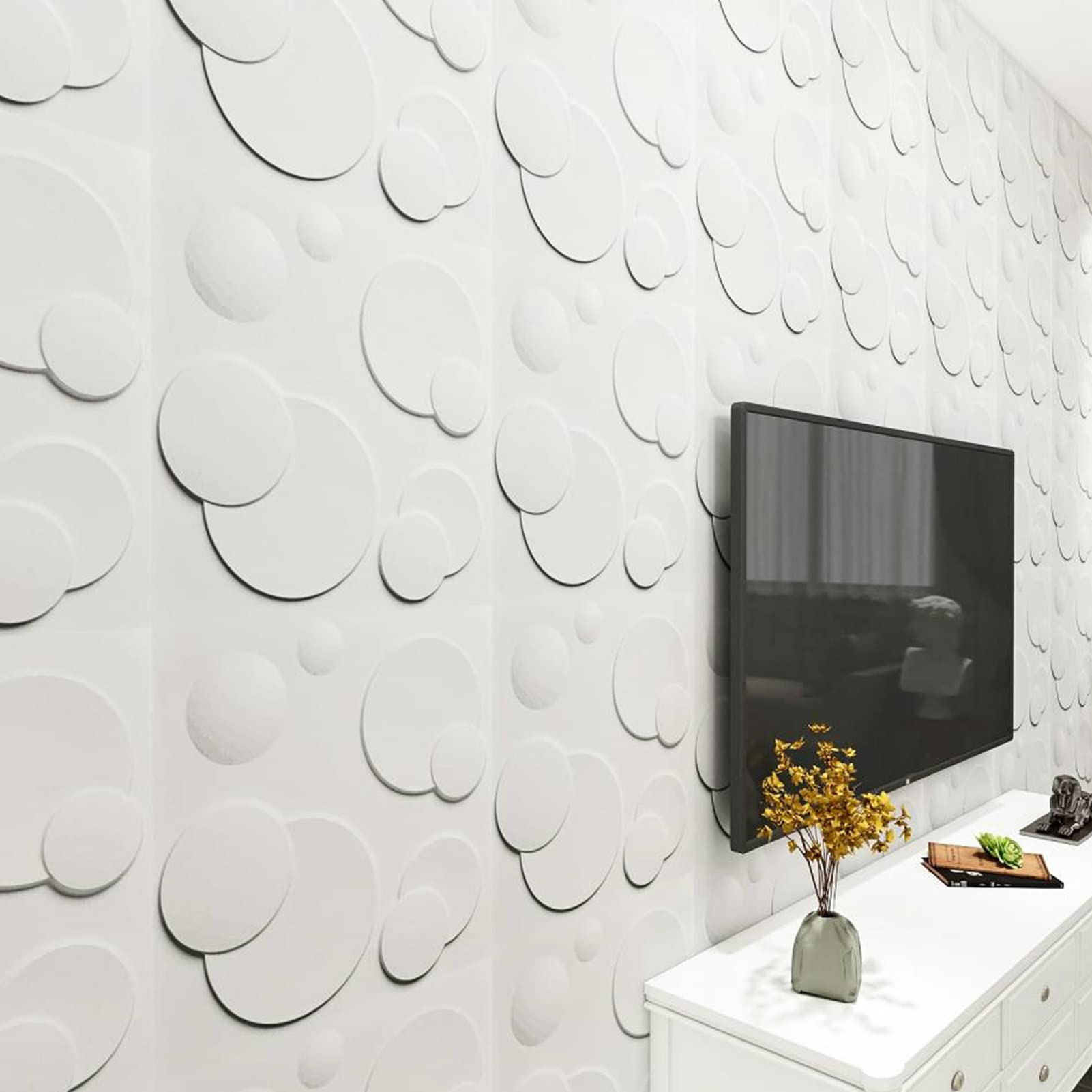 Zalorin Decorative PVC 3D Wall Panels, 32 Square Feet, Bubble