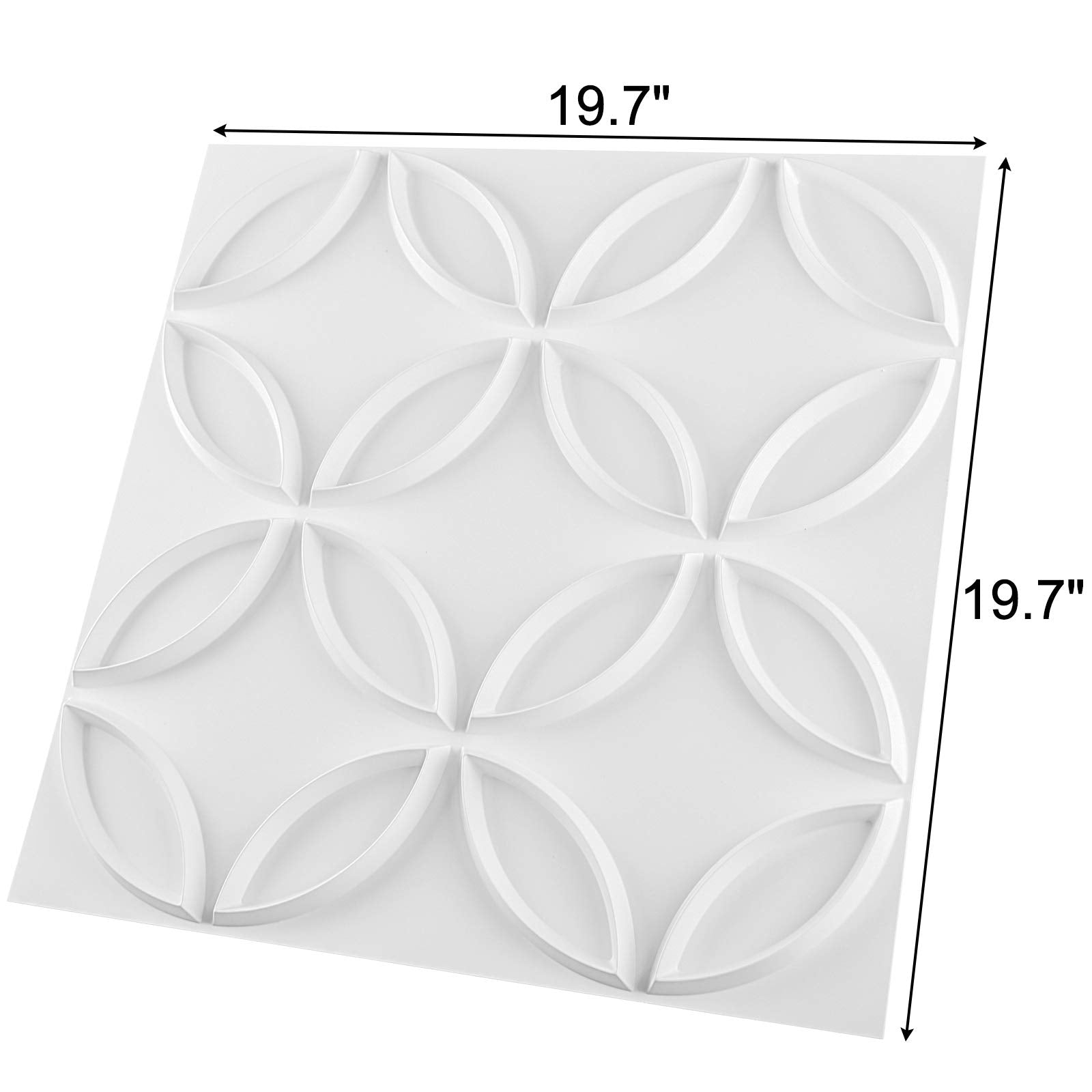 Zalorin PVC 3D Wall Panel Interlocked Circles in Matt White Cover 32 Sq.ft, for Interior Ceiling and Wall Decor for Residential or Commerical