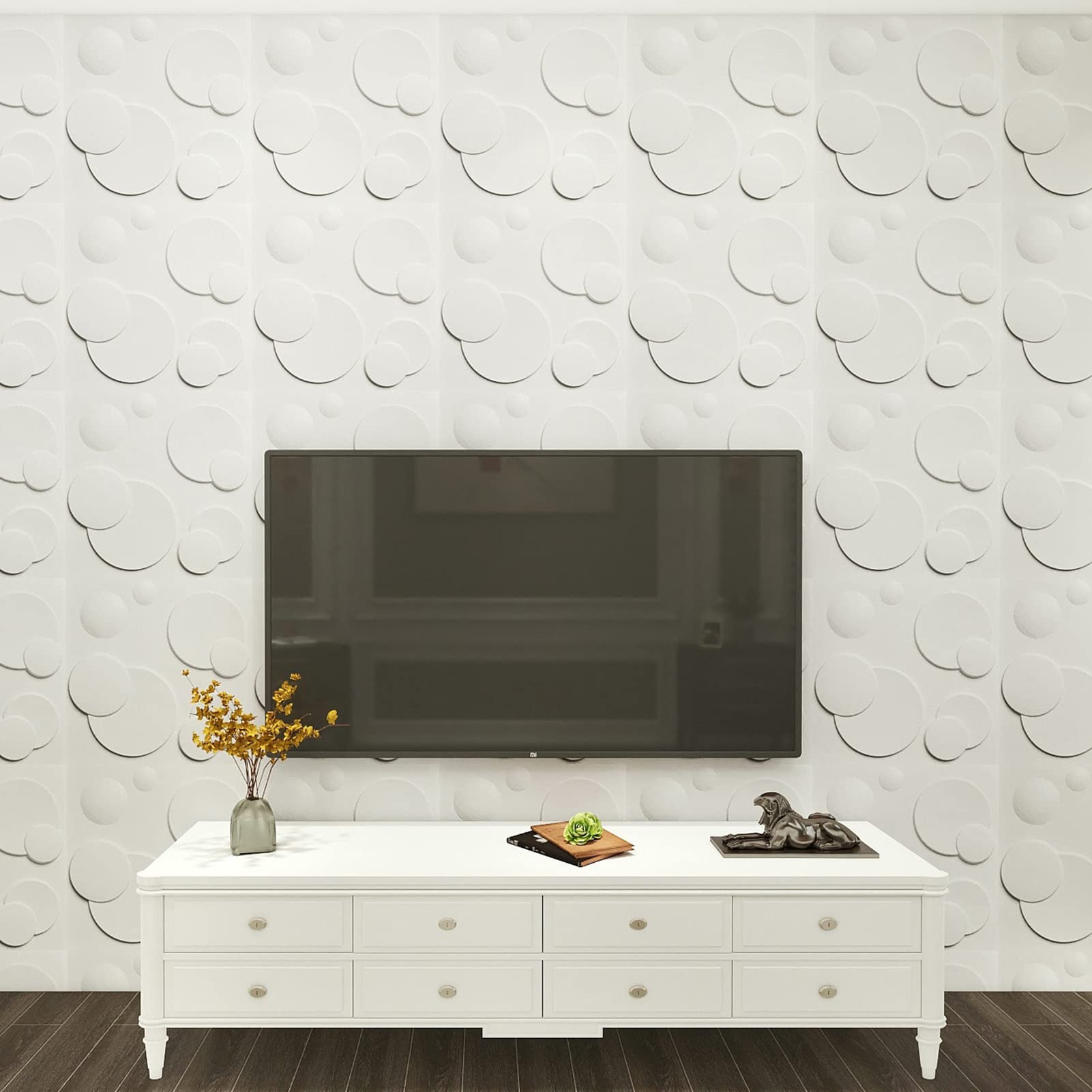 Zalorin Decorative PVC 3D Wall Panels, 32 Square Feet, Bubble