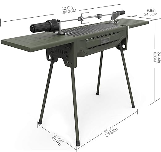 Barbecue Grill/Charcoal Grill Portable Foldable Charcoal Grill Outdoor BBQ Grill Large Cooking Surface with Baking Fork and Non-stick Bottom Pan for Outdoor Picnic Patio Cooking Backyard Party,dark Gr