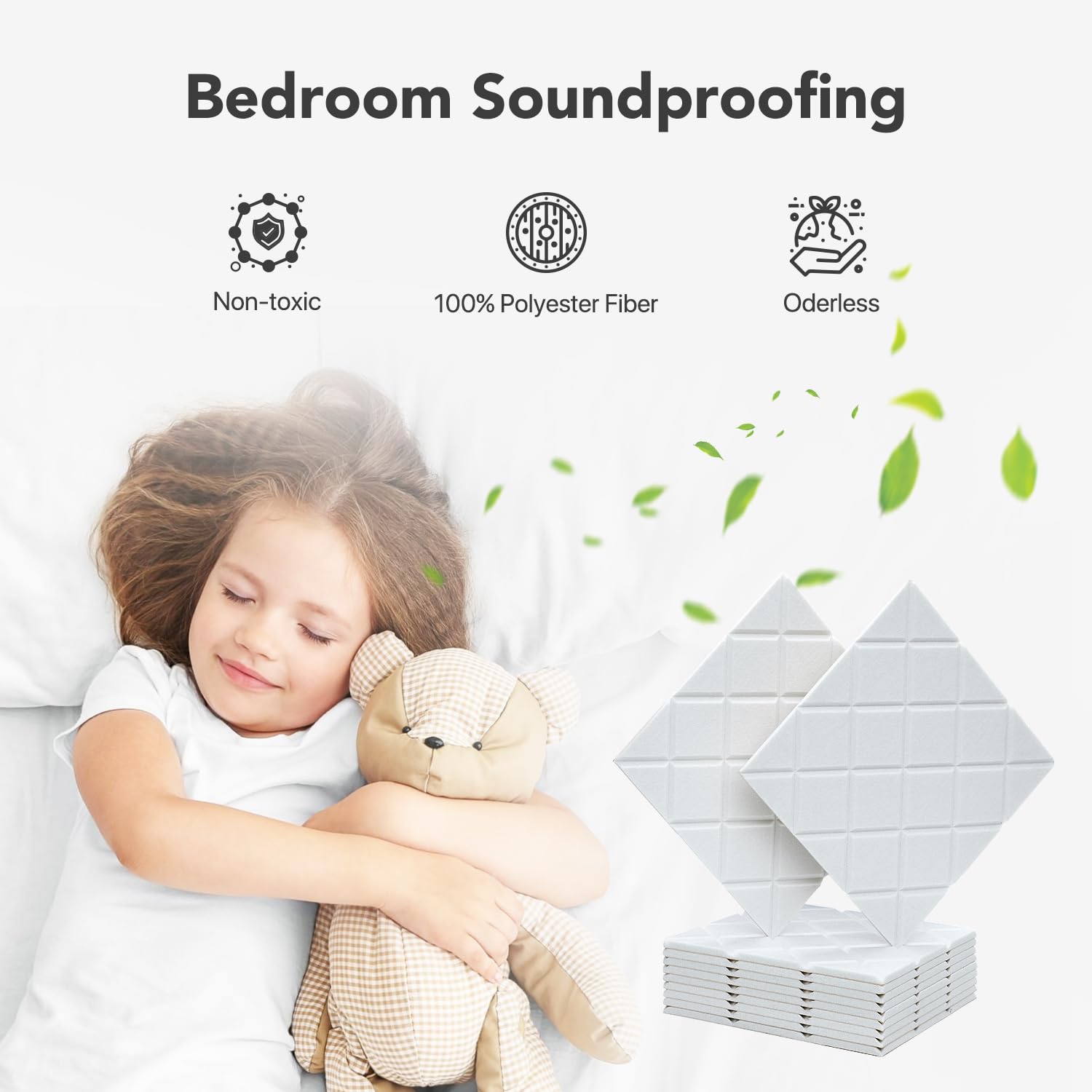 ZalorinSoundproof Wall Panels, Acoustic Panels Sound Absorbing High Density, 12 Pack Sound Proof Panels for Walls Self-Adhesive, Sound Dampening Panels for Walls Bedroom Studio 12" X 12" X 0.4" White