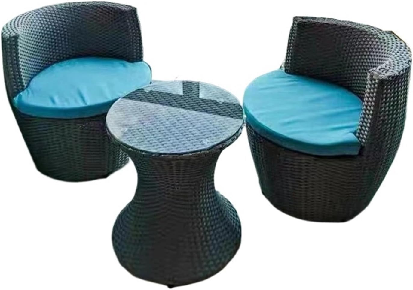 IDZO Balcony Table and Chair Set Courtyard Balcony Small Table and Chairs Garden Furniture Sets Leisure Rattan Three-Piece Set Waterproof Outdoor Table and Chair Bistro Table Set (Color : 2 Chairs-1 Table