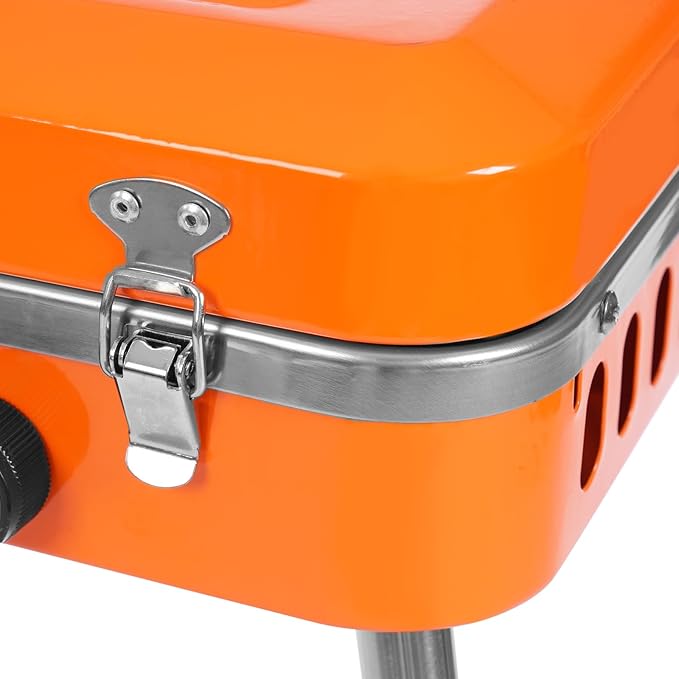 Zalorin Portable Gas Grill Cooker, Camping Stove, Outdoor Stove Portable Propane Burner Gas Cooker for Camping BBQ Picnic Camping Cooking Orange