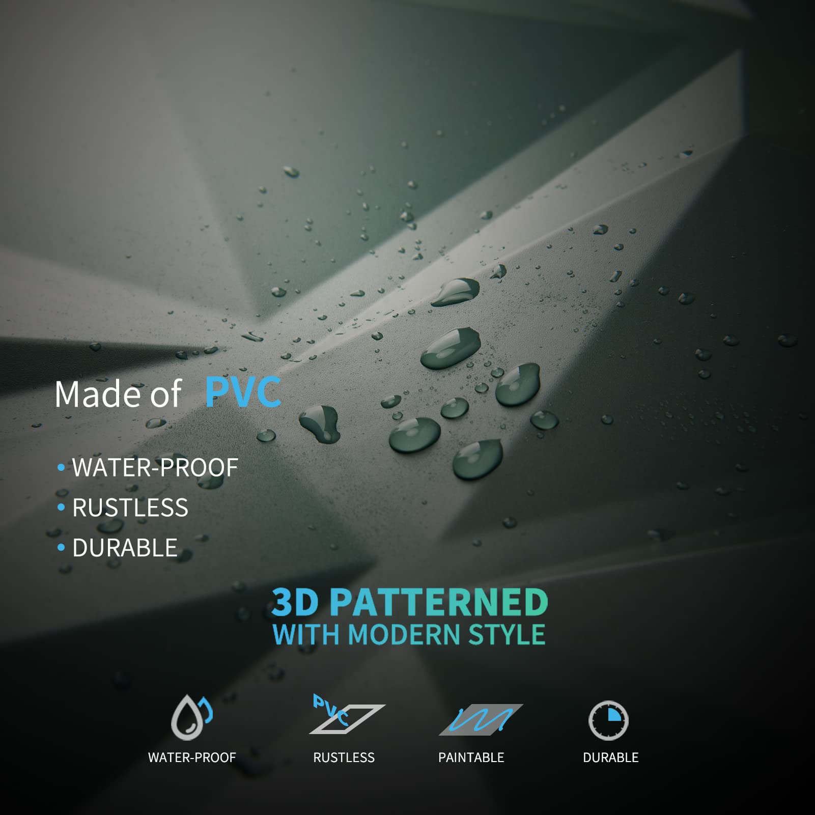 Zalorin Textures 3D Wall Panels Army Green Diamond Design for Interior Wall Decor Pack of 12 Tiles 32 Sq Ft (PVC)