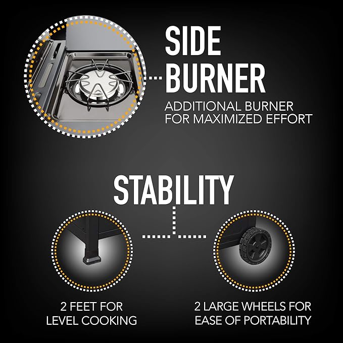 Zalorin Open Cart Grill with Side Burner, Stainless Steel