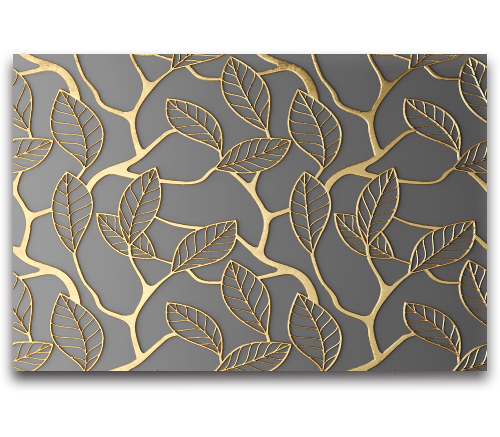 Zalorin -3d Wallpaper Golden Leaves Mural Wallpaper Bedroom Living Room Decor 103" x 69"(Not Self-Adhesive)