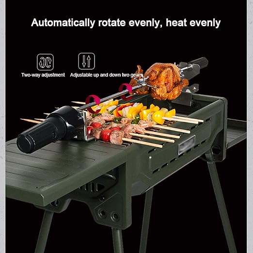 Barbecue Grill/Charcoal Grill Portable Foldable Charcoal Grill Outdoor BBQ Grill Large Cooking Surface with Baking Fork and Non-stick Bottom Pan for Outdoor Picnic Patio Cooking Backyard Party,dark Gr