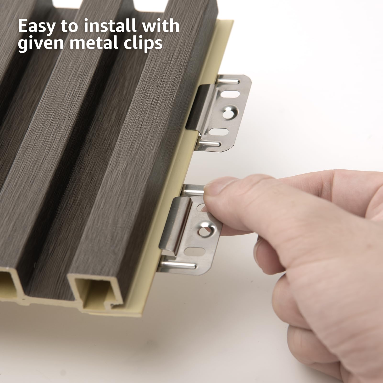 Zalorin 8-Pack 96 x 6in. WPC Acoustic Slat Wall Panel for Modern Interior Decor, TV Background, Living Room, Grey Oak