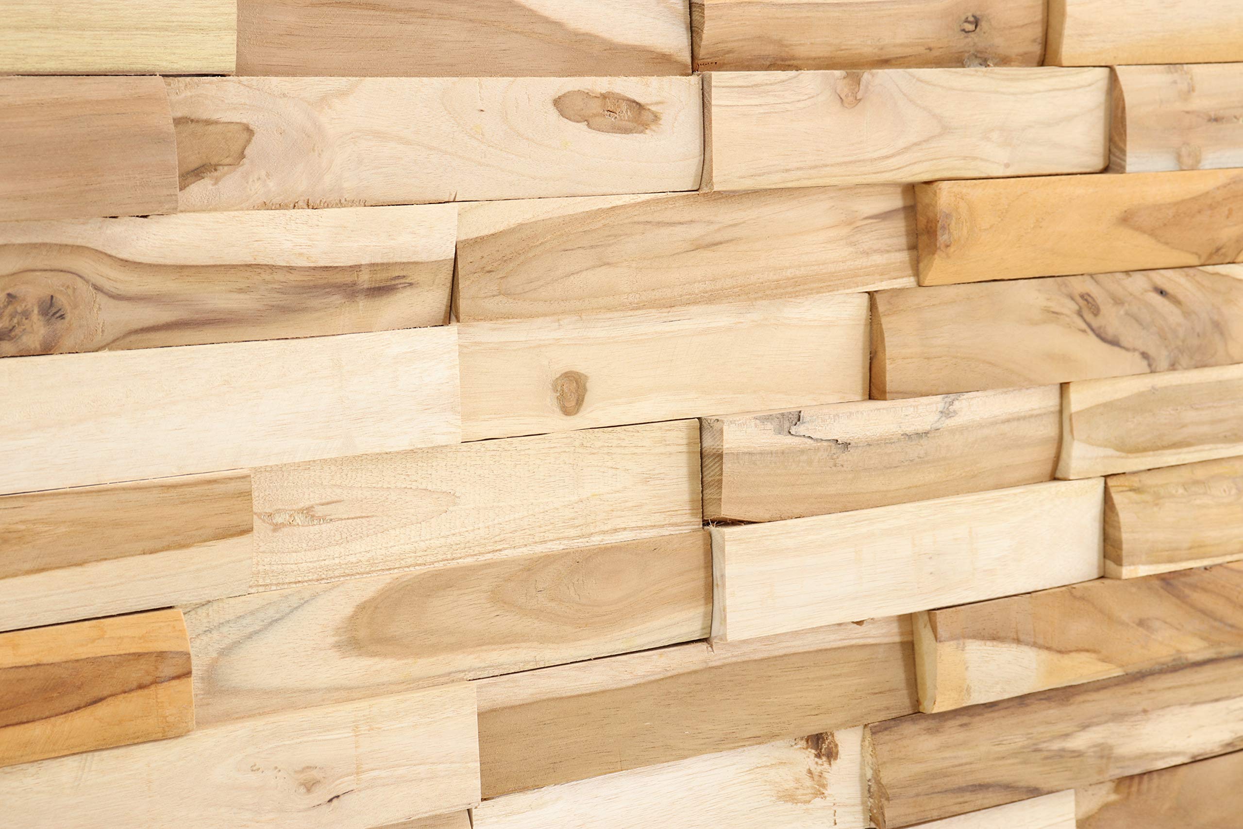 Zalorin 3D Wall Panels - Recycled Eood Decor Planks for Kitchen, Living Room, Bedroom, Office, Bathroom - 11 Pieces (Natural Finish)