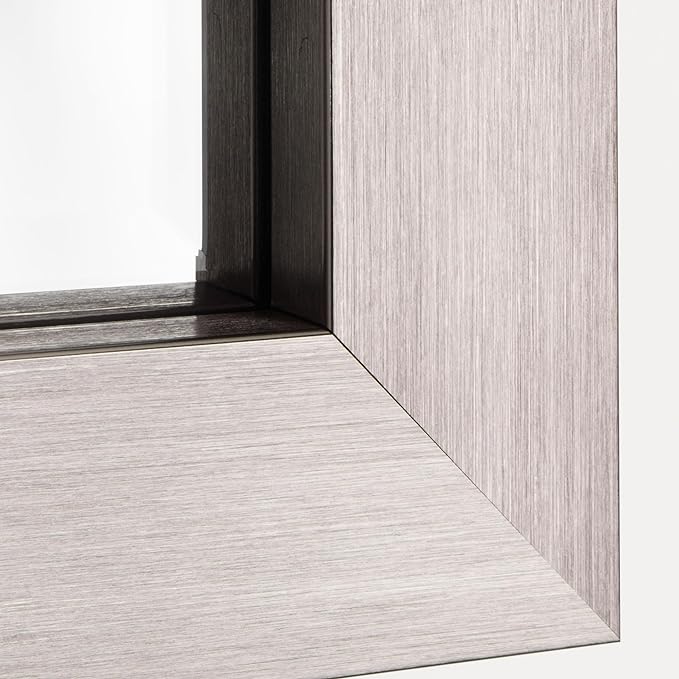 Zalorin Brushed Nickel Polystyrene Rectangular Framed Beveled Wall Mirror, Vanity Mirror, Bathroom Mirrors, Living Room Mirrors - 22" x 28"