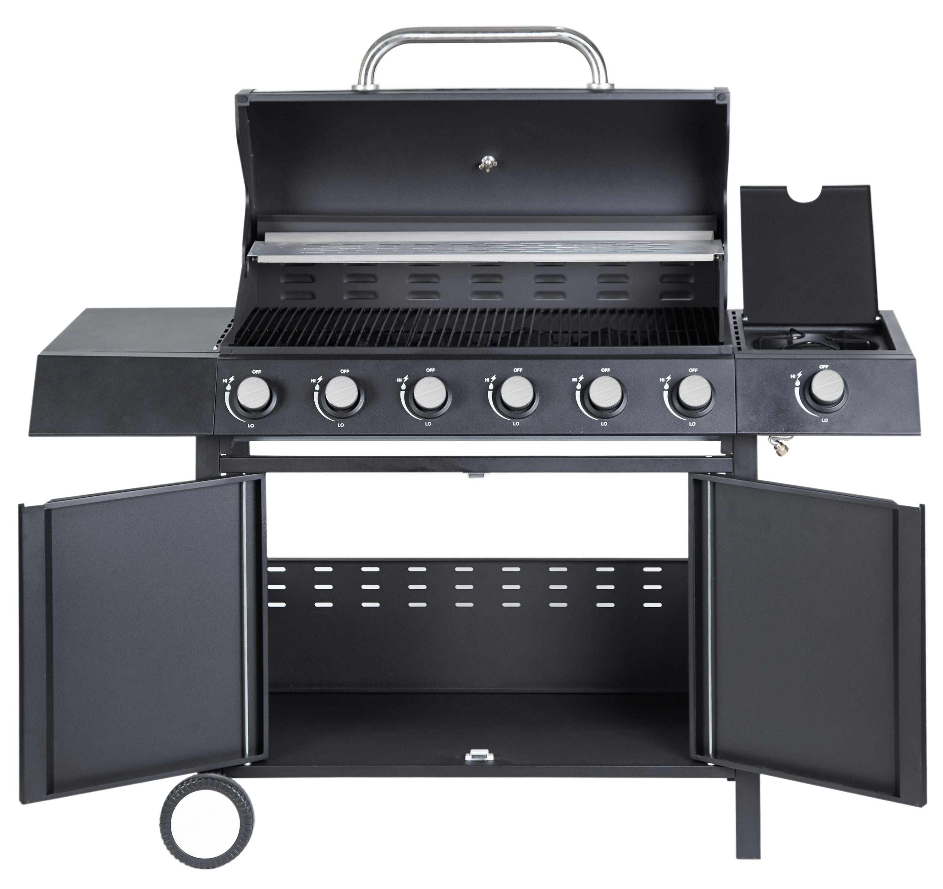 Zalorin Burner Propane Gas Grill – Large Outdoor BBQ Grill with Side Burner, Stainless Steel, Cabinet Storage, for Backyard & Patio Cooking