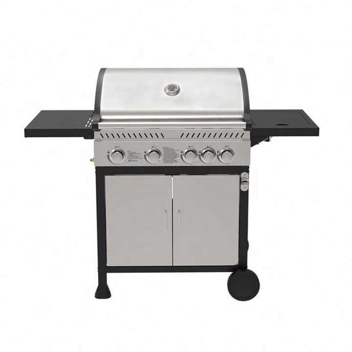 Zalorin 5-Burner Propane Gas BBQ Grill with Lid – Outdoor Gas Grill with Cast Iron Cooking Grates, Built-in Thermometer, for Patio & Backyard Cooking