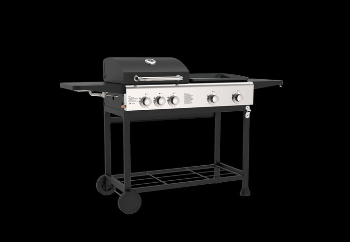 Zalorin Portable Stainless Steel Indoor Gas Grill Oven – 5-Burner Built-in Rotisserie BBQ Cooker for Home Kitchen Use,Metal Grill Appliance