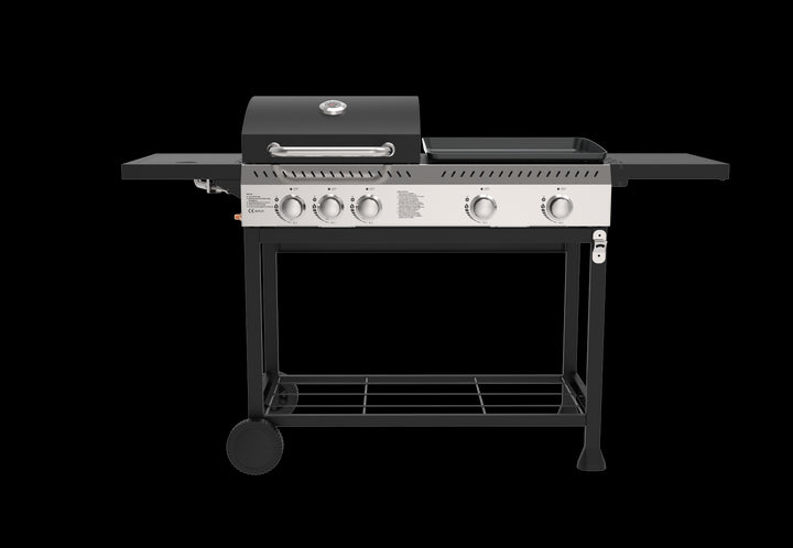 Zalorin Portable Stainless Steel Indoor Gas Grill Oven – 5-Burner Built-in Rotisserie BBQ Cooker for Home Kitchen Use,Metal Grill Appliance