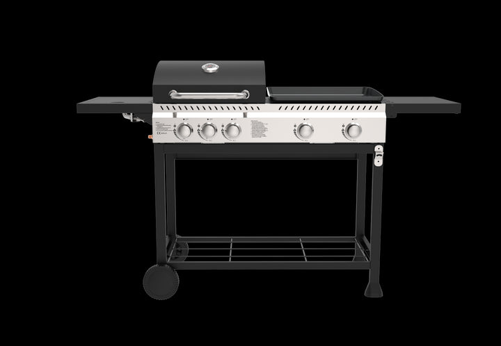 Zalorin Portable Stainless Steel Indoor Gas Grill Oven – 5-Burner Built-in Rotisserie BBQ Cooker for Home Kitchen Use,Metal Grill Appliance