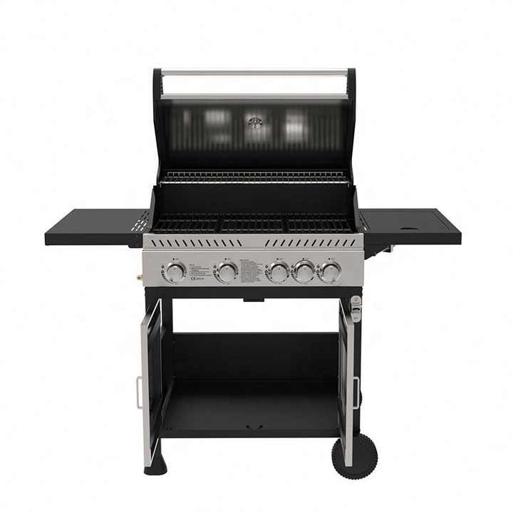 Zalorin 5-Burner Propane Gas BBQ Grill with Lid – Outdoor Gas Grill with Cast Iron Cooking Grates, Built-in Thermometer, for Patio & Backyard Cooking