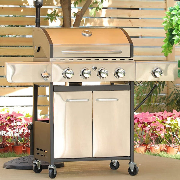 Zalorin Large Outdoor BBQ Stainless Steel Propane Gas Grill With 4 Burners