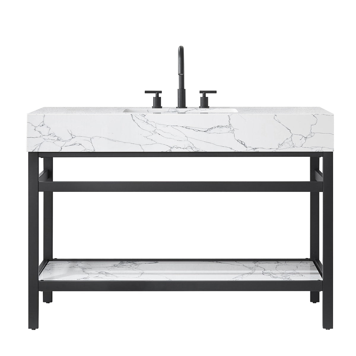 Zalorin 48" Free Standing Single Basin Vanity Set with Cabinet and Stone Composite Vanity Top