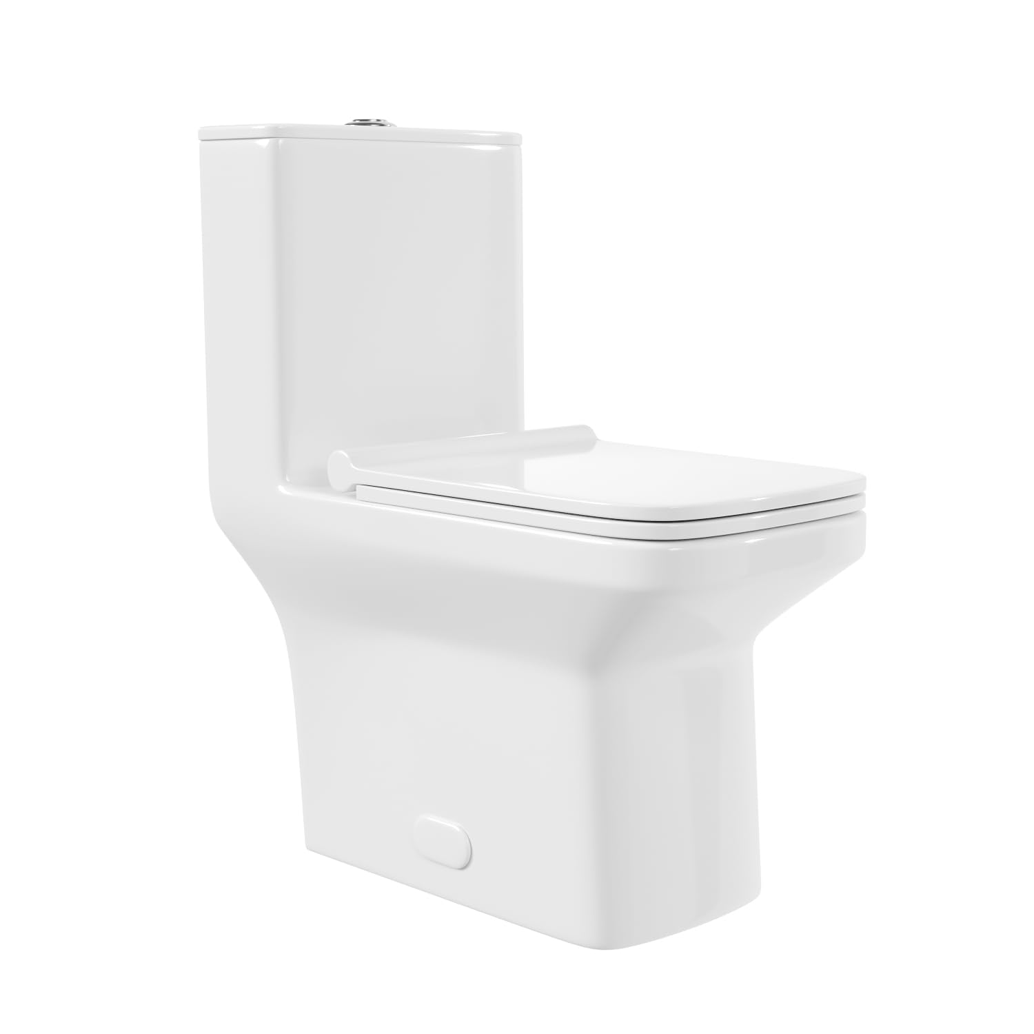 Zalorin One Piece Toilet, Modern Elongated Toilet Power Dual Flush 1.1/1.6 GPF Toilet for Bathroom 12" Rough in Rectangular Bowl, 1000g MaP
