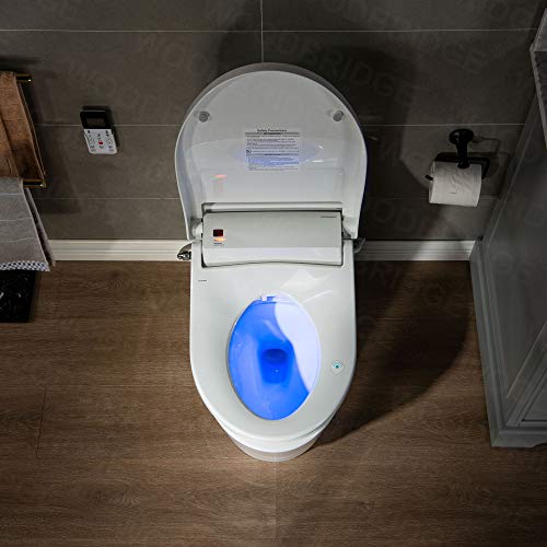 Zalorin White Luxury, Elongated One Piece Advanced Bidet, Smart Toilet Seat with Temperature Controlled Wash Functions and Air Dryer T-0737