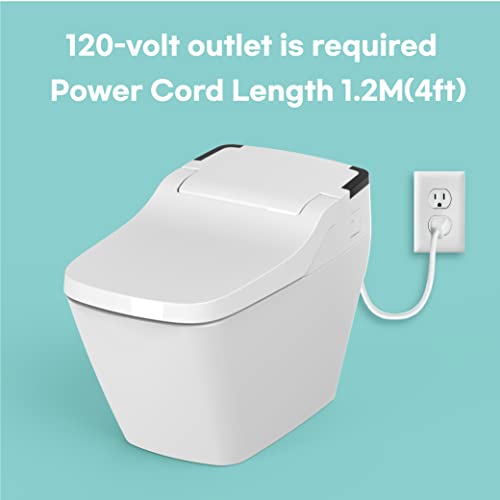 Zalorin Smart Bidet Toilet, One Piece Integrated Toilet with bidet built-in, Auto Open/Close Lid, Auto Dual Flush, LED Light, Heated Seat, Made in Korea - Elongated