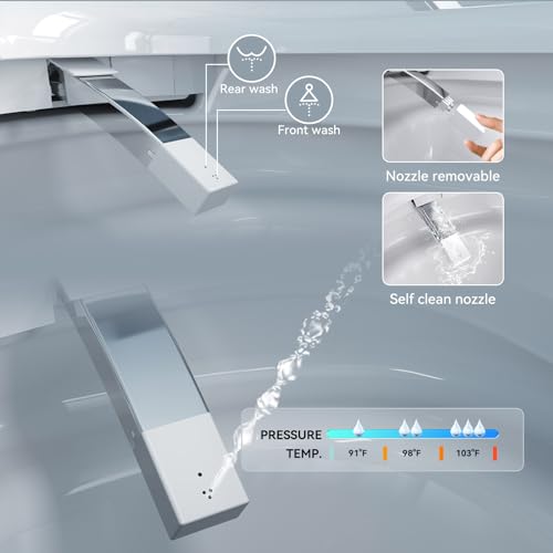 Zalorin Luxury Smart Toilet with Bidet Built In, Bidet Toilet with Heated Seat, Elongated Japanese Toilet with Automatic Flush, Dryer, Night Light, Digital Display
