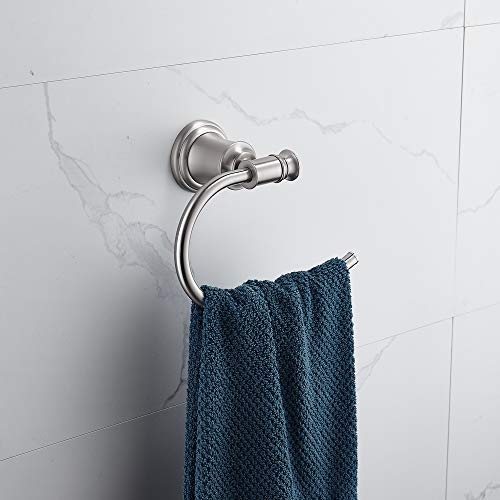 Zalorin 3-Piece Bathroom Accessories Set Wall Mounted,Toilet Paper Holder,Towel Ring, Adjustable Towel Bar(18’’-24’’),Zinc Alloy,Brushed Nickel