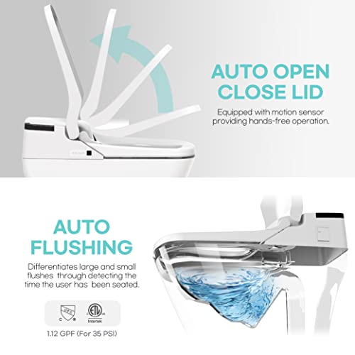 Zalorin Smart Bidet Toilet, One Piece Integrated Toilet with bidet built-in, Auto Open/Close Lid, Auto Dual Flush, LED Light, Heated Seat, Made in Korea - Elongated
