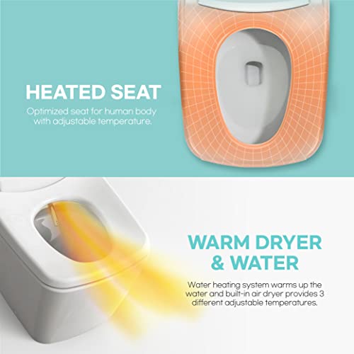 Zalorin Smart Bidet Toilet, One Piece Integrated Toilet with bidet built-in, Auto Open/Close Lid, Auto Dual Flush, LED Light, Heated Seat, Made in Korea - Elongated