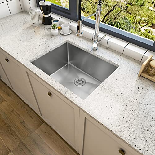 Zalorin 23" x 18" x 9" Undermount Single Bowl Kitchen Sink with 18 Gauge 304 Stainless Steel Satin Finish (Sink Only)