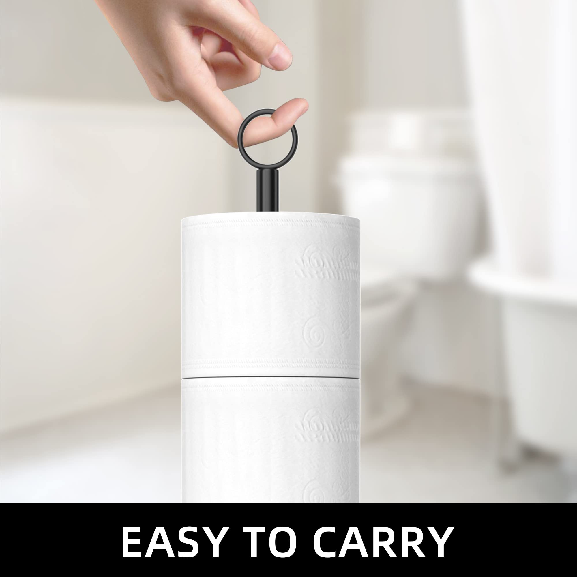 ZalorinToilet Paper Holder Stand(with Reserve Function), Free-Standing Toilet Paper Storage Holder, Stainless Steel Toilet Roll Holder Stand for Bathroom & Toilet Spare Rolls Storage