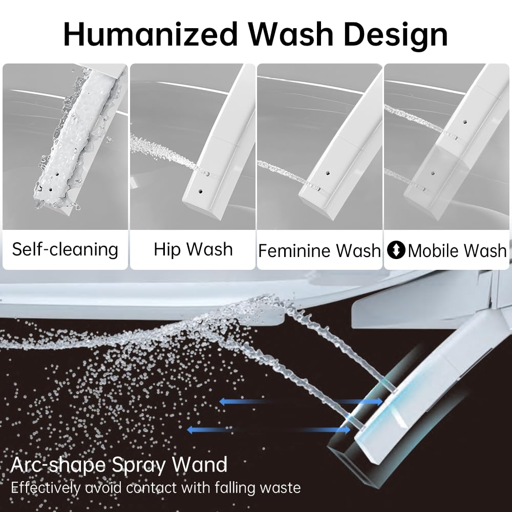 Zalorin Smart Toilet,One Piece Bidet Toilet for Bathrooms,Modern Elongated Toilet with Warm Water,Dual Auto Flush,Foot Sensor Operation,Heated Bidet Seat,Electric Tankless Toilets with LED Display E16