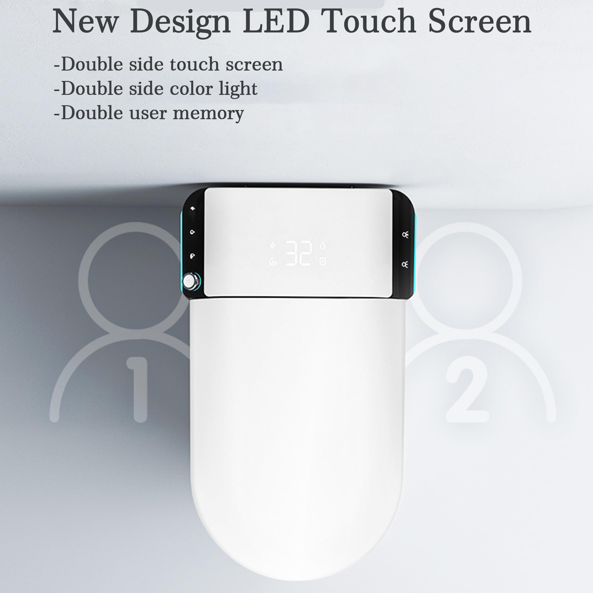 Zalorin Toilet with Auto Open/Close Lid, Bidet Toilet Pump-assisted, Blackout Flush, Heated Seat, Dual Auto Flush, Warm Water, Foot Sensor Operation, Tankless Elongated Toilets with LED Display