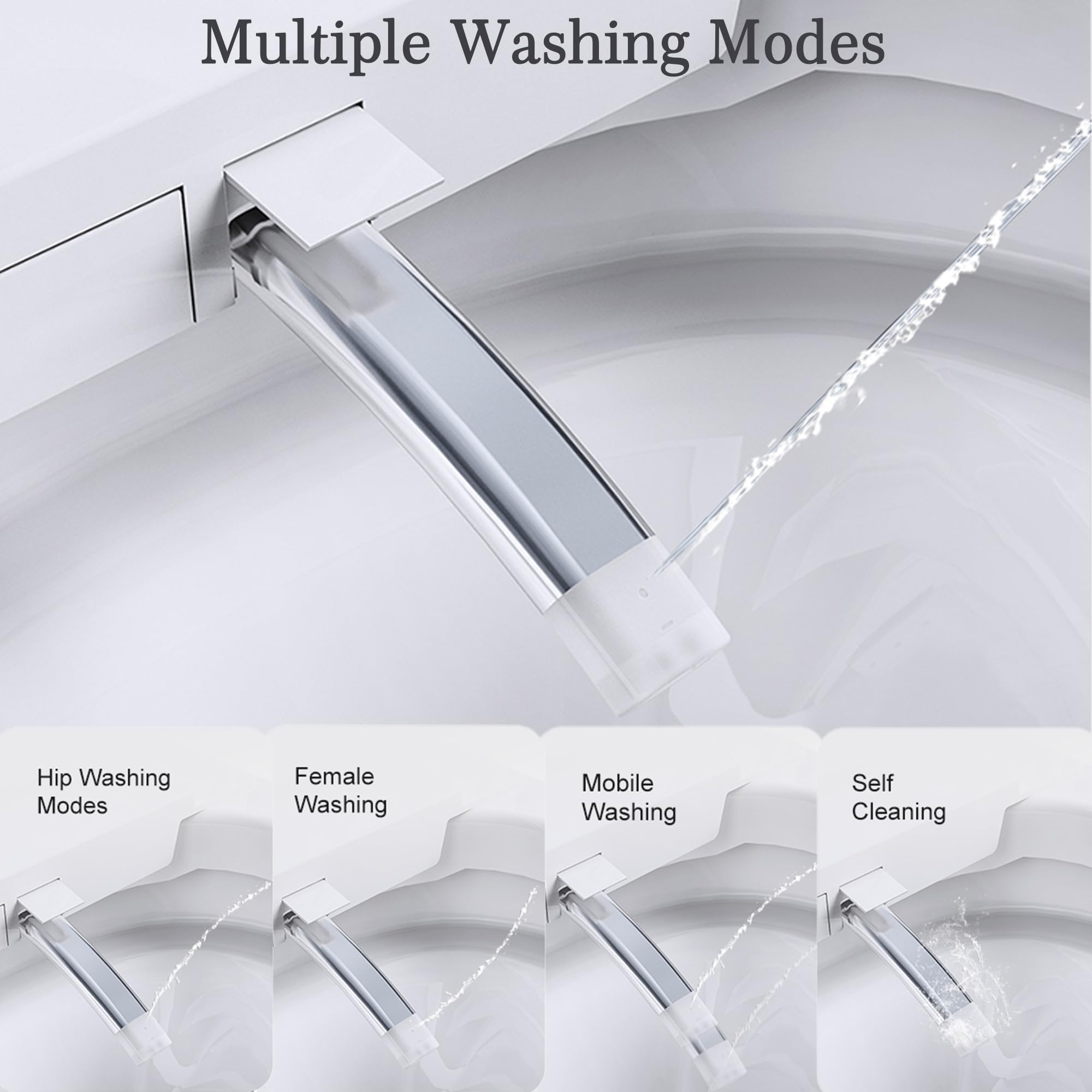 Zalorin Toilet with Auto Open/Close Lid, Bidet Toilet Pump-assisted, Blackout Flush, Heated Seat, Dual Auto Flush, Warm Water, Foot Sensor Operation, Tankless Elongated Toilets with LED Display